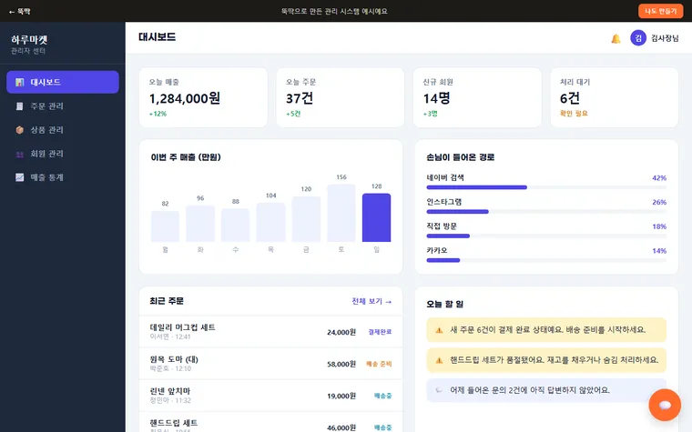 관리는 뚝딱이 알아서